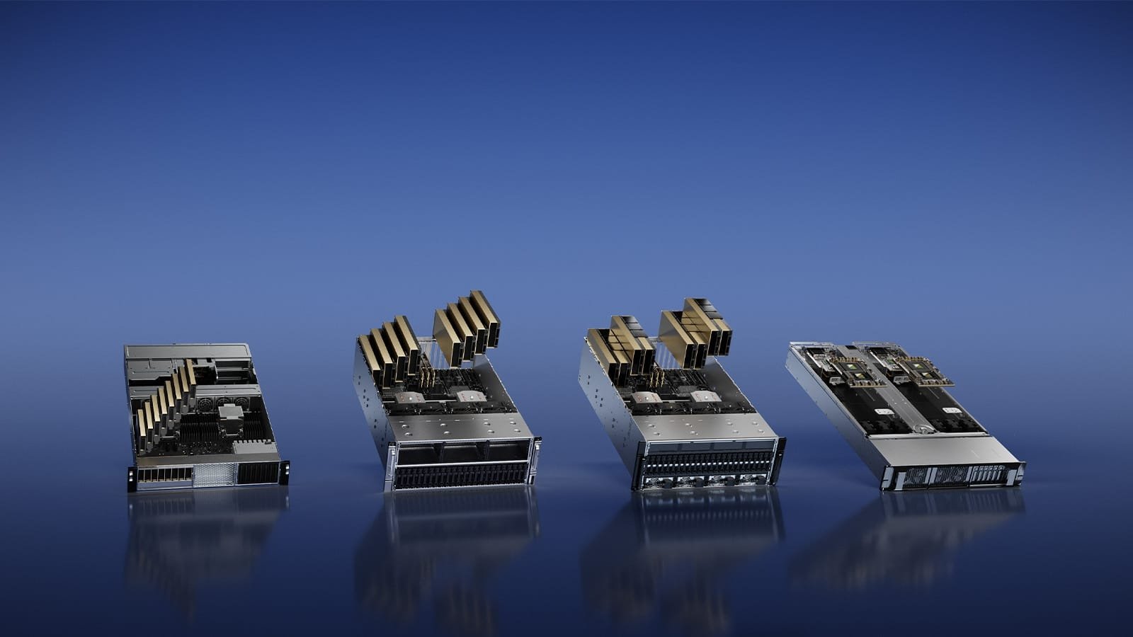 Left to right - L4, L40, H100 NVL and Grace Hopper Superchips, NVIDIA's AI accelerators
