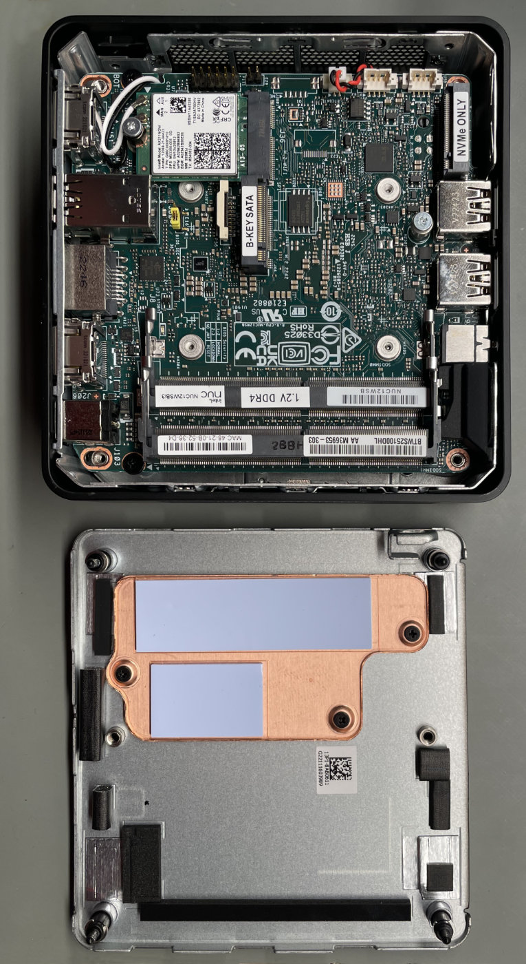 A detailed top shot of the NUC 12 Pro's interior.