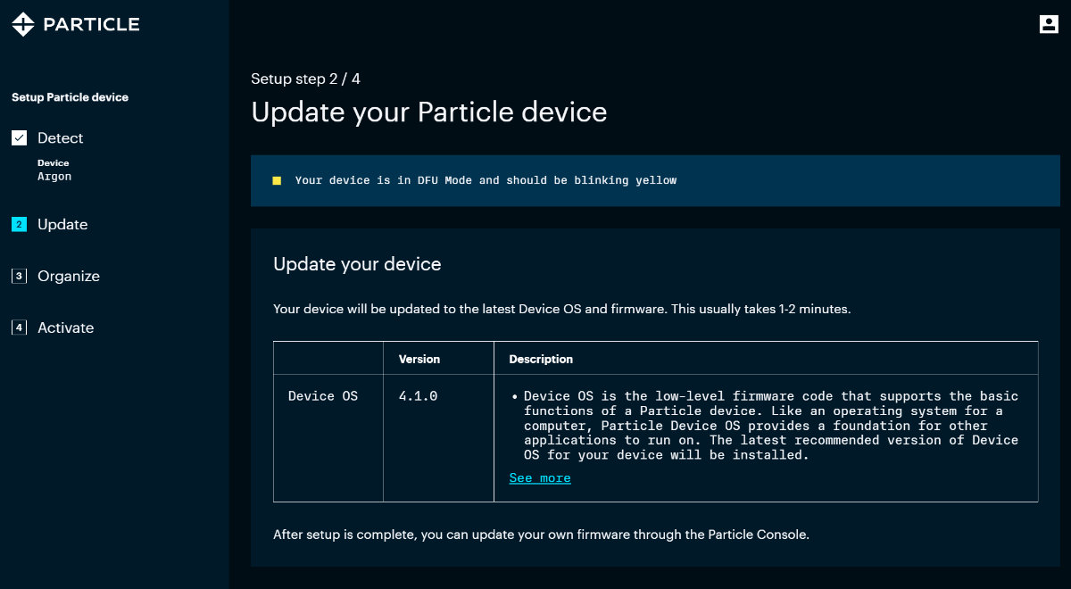 Particle Argon update device